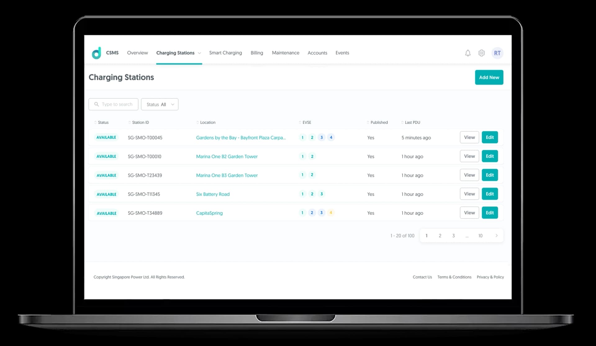charging station dashboards